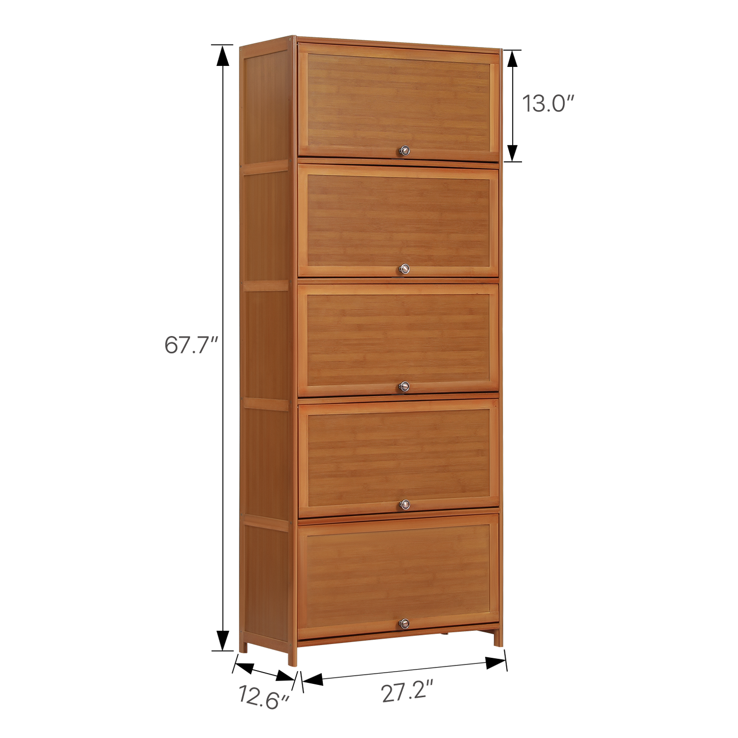 Slide Up Door Multi-Functional Storage Cabinet - 5 Tier - Brown