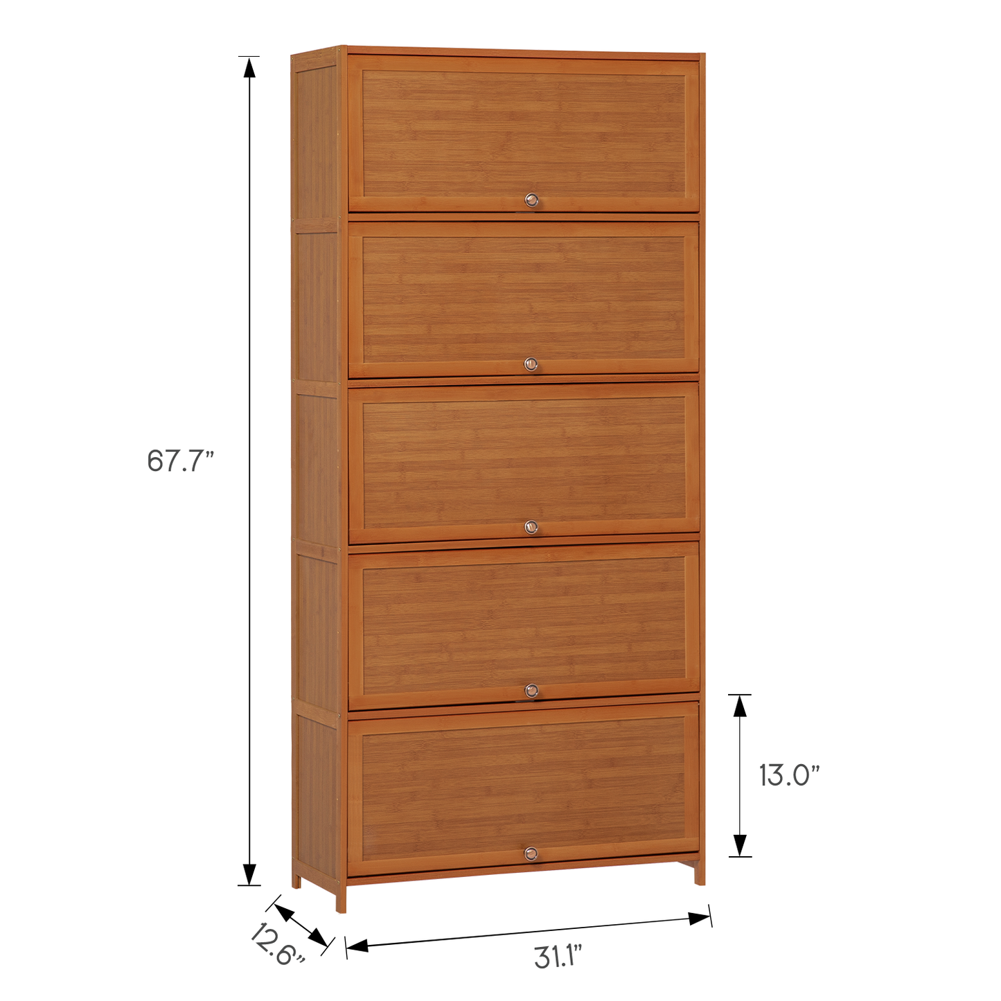 Slide Up Door Multi-Functional Storage Cabinet - 5 Tier - Brown