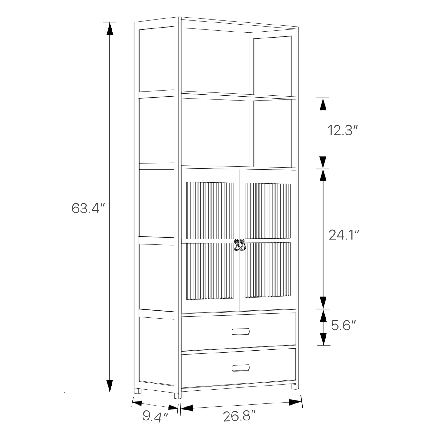 Oriental Vintage Multi-Functional Storage - with Vertical Fence Cabinet Door & Drawer