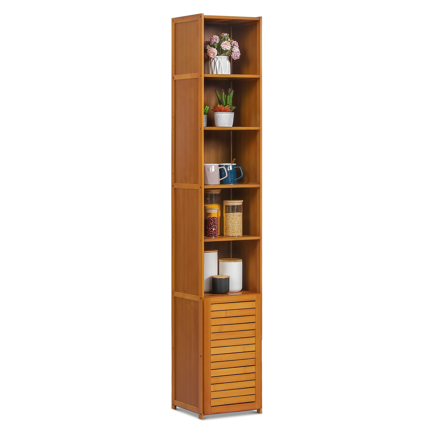 Multi-Functional Storage Organizer - with Louver Panel Cabinet Door at Bottom