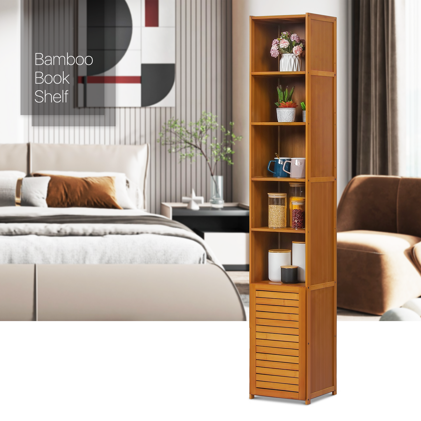 Multi-Functional Storage Organizer - with Louver Panel Cabinet Door at Bottom