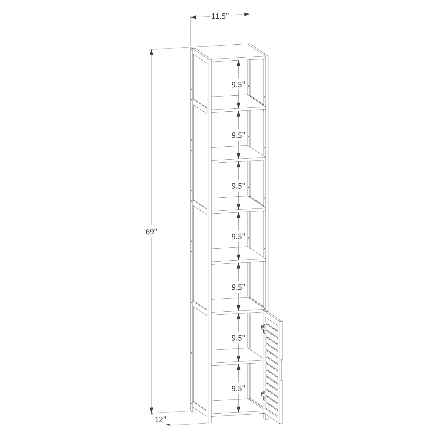 Multi-Functional Storage Organizer - with Louver Panel Cabinet Door at Bottom