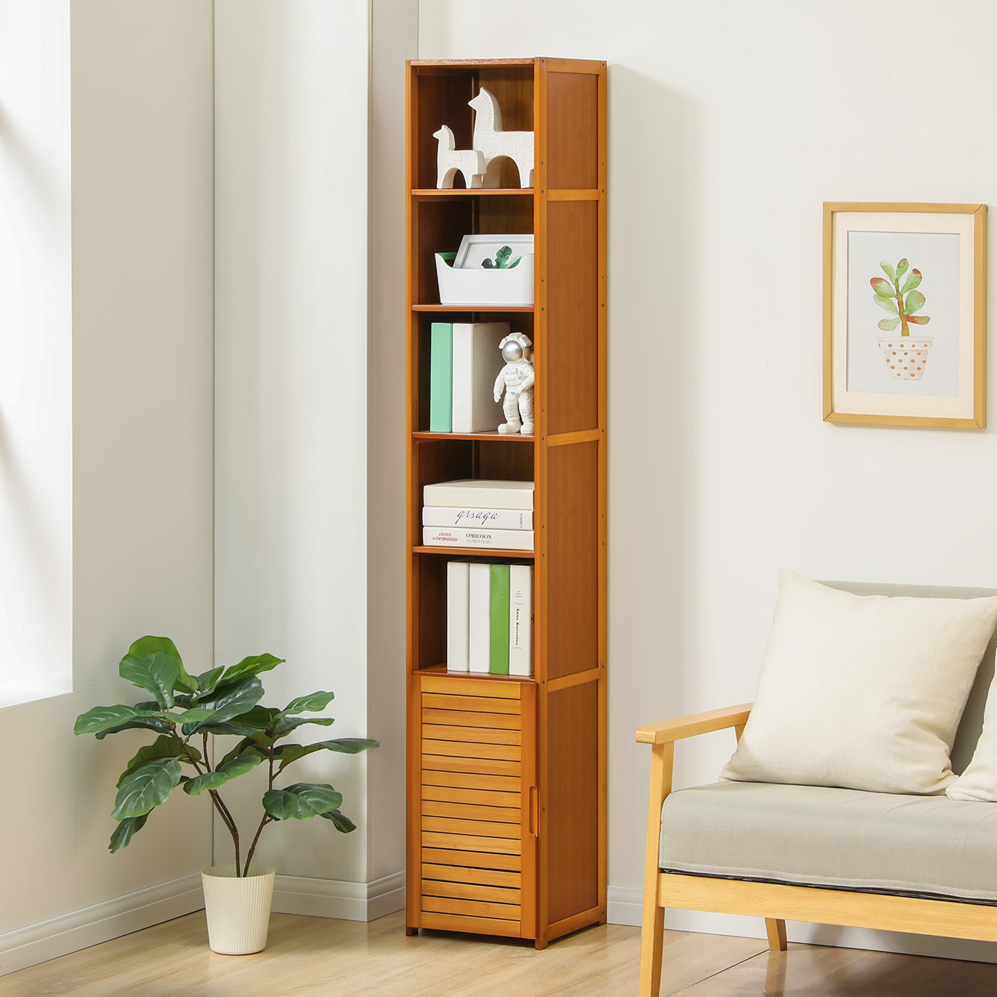 Multi-Functional Storage Organizer - with Louver Panel Cabinet Door at Bottom