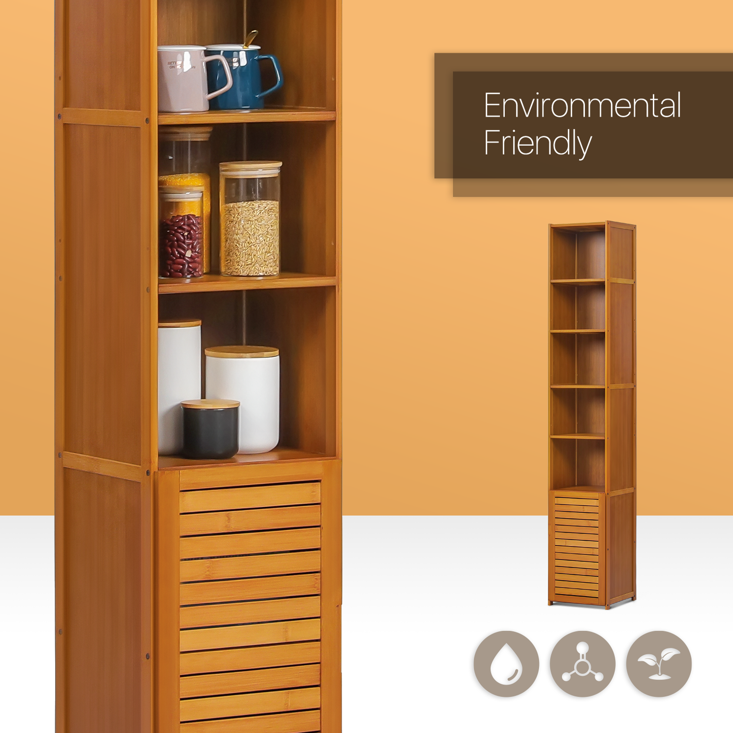 Multi-Functional Storage Organizer - with Louver Panel Cabinet Door at Bottom