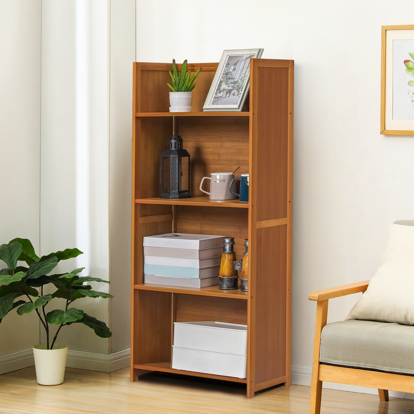 Multi-Functional Storage Organizer Shelf - Open Top - 20" - Brown