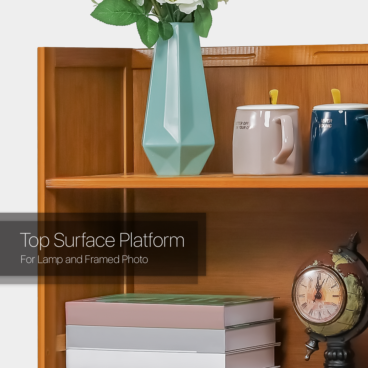 Multi-Functional Storage Organizer Shelf - Open Top - with Drawer - 20" - Brown