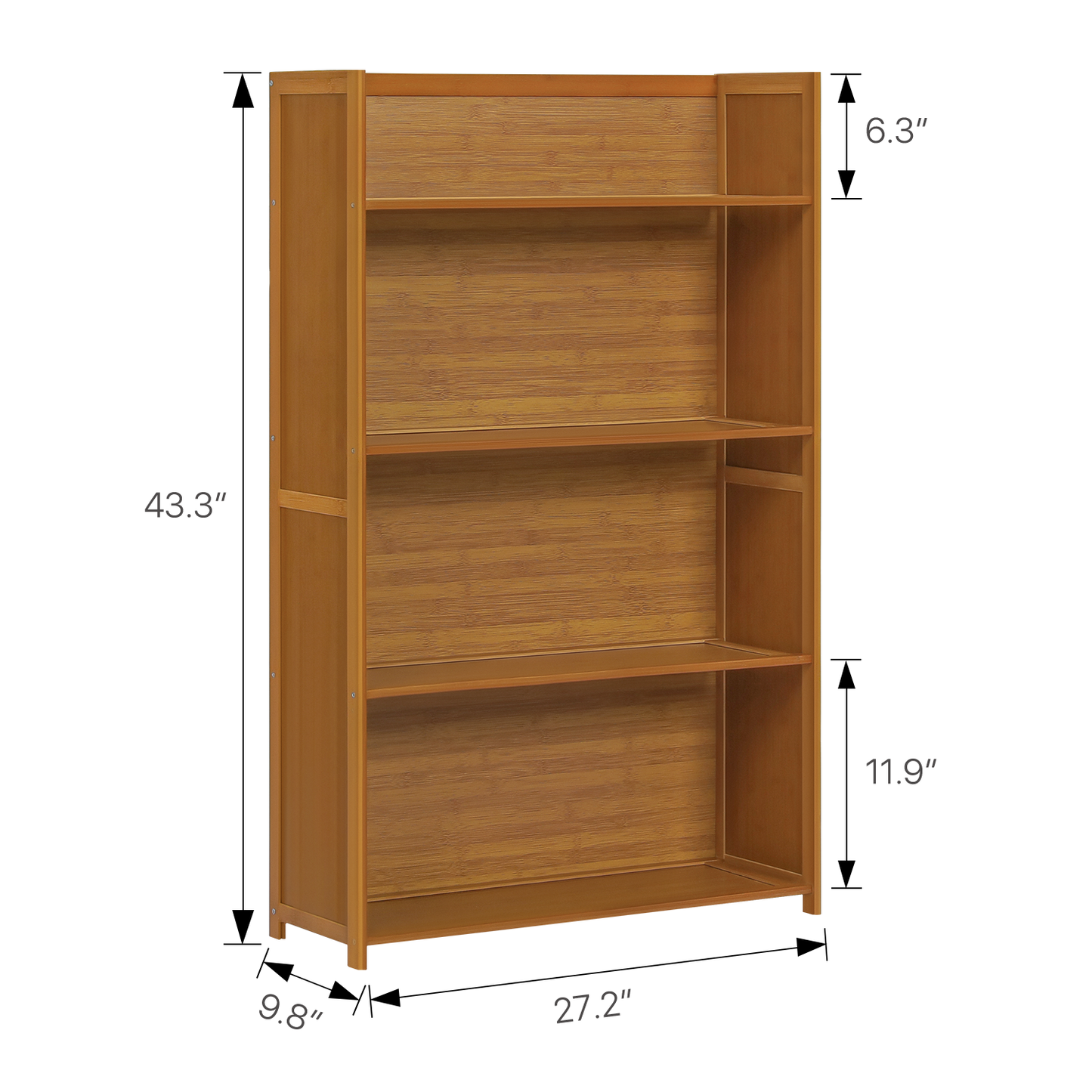 Simplified Multi-Functional Bookshelf - Open Top - 4 Tier - Brown