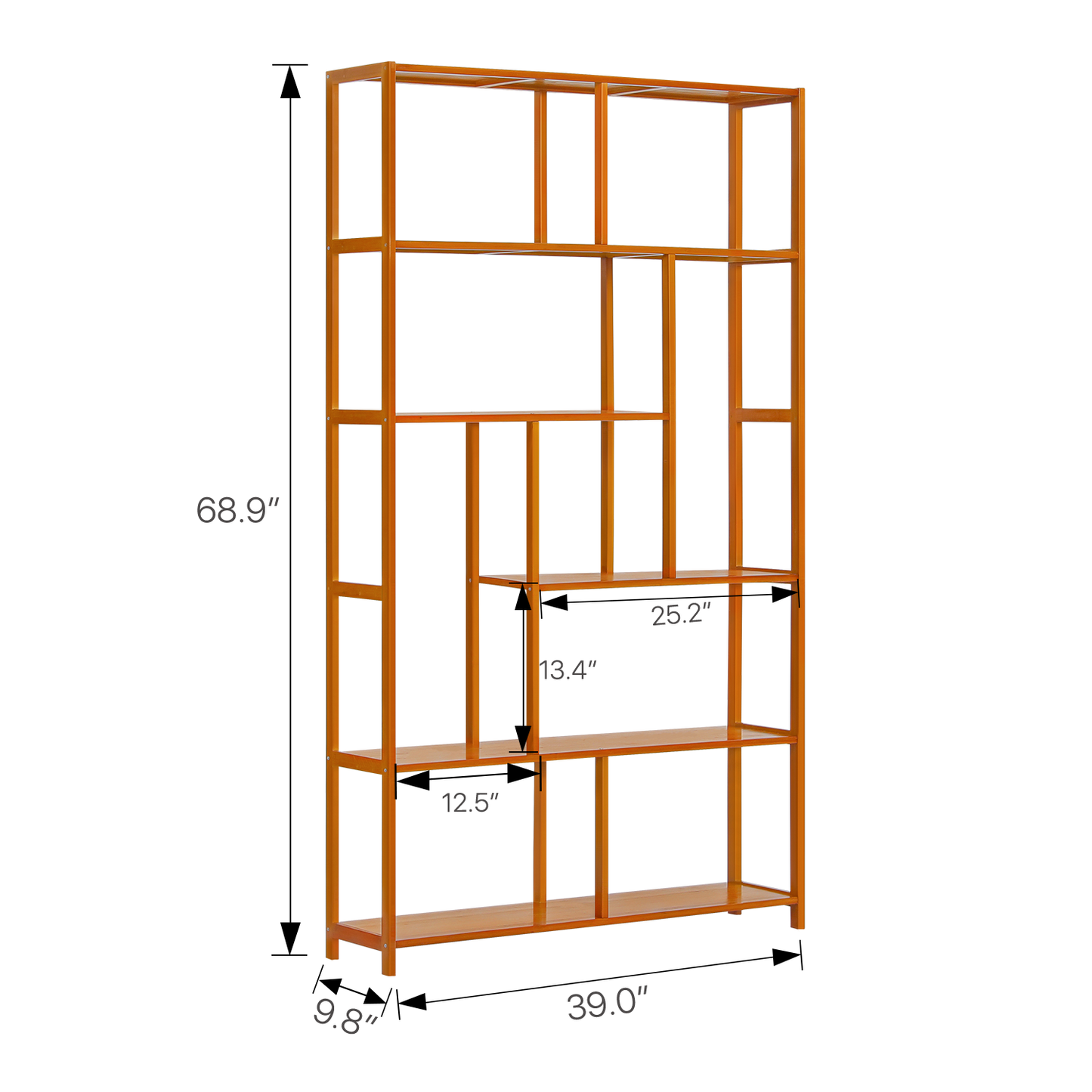 Oriental Vintage Antique Frame Display Shelf - 6 Tier - Brown