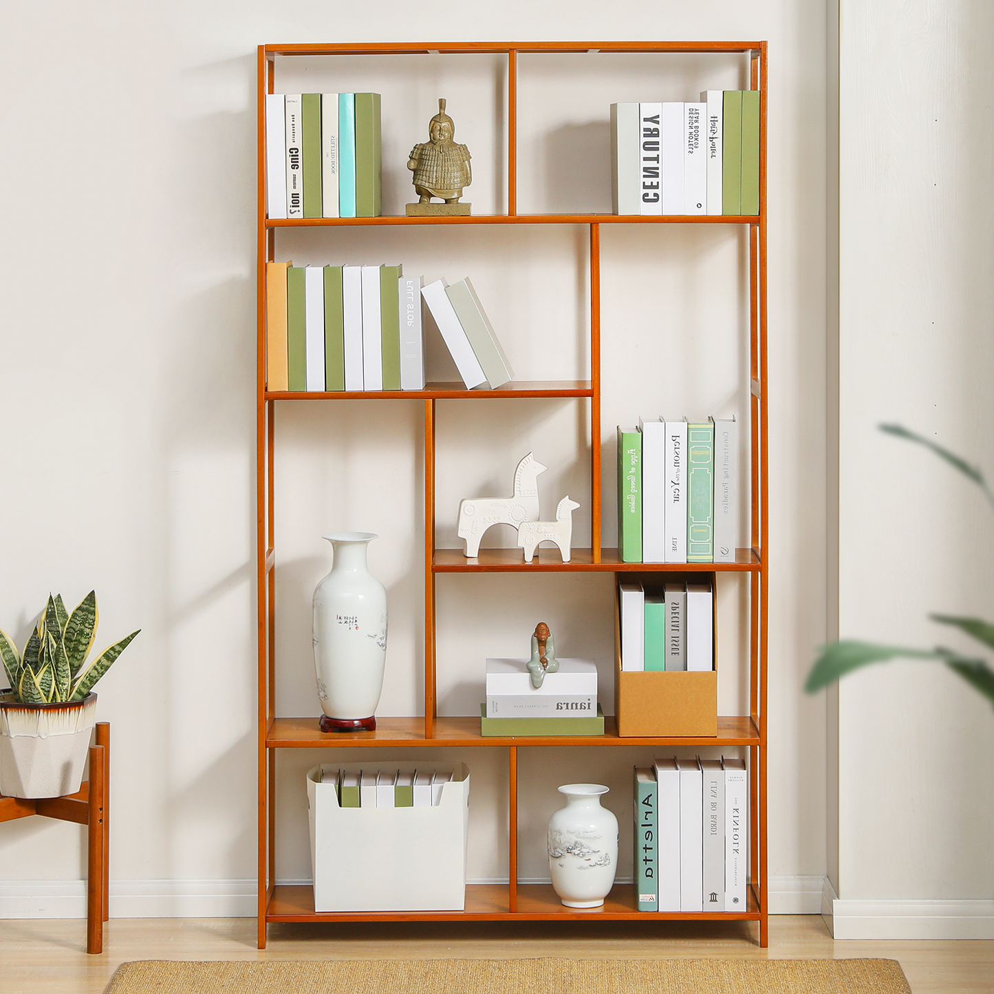 Oriental Vintage Antique Frame Display Shelf - 6 Tier - Brown