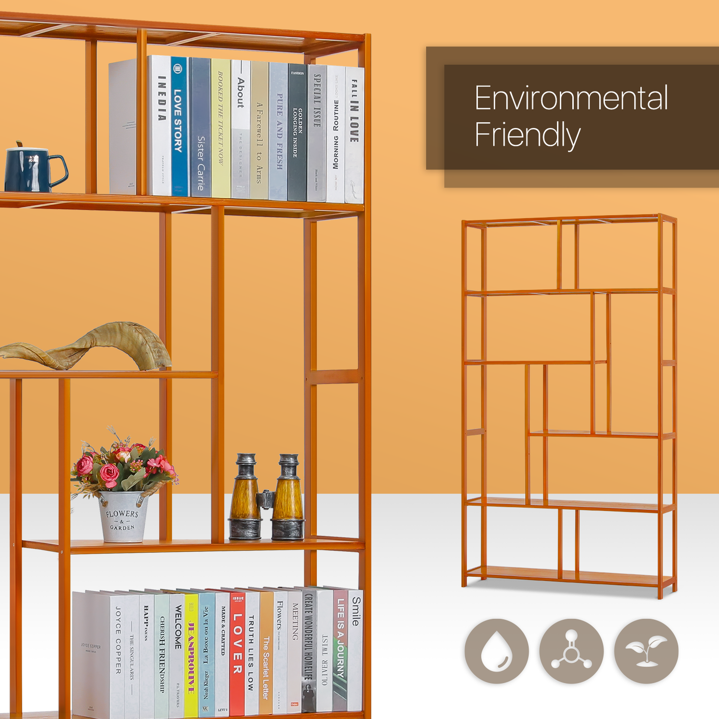 Oriental Vintage Antique Frame Display Shelf - 6 Tier - Brown