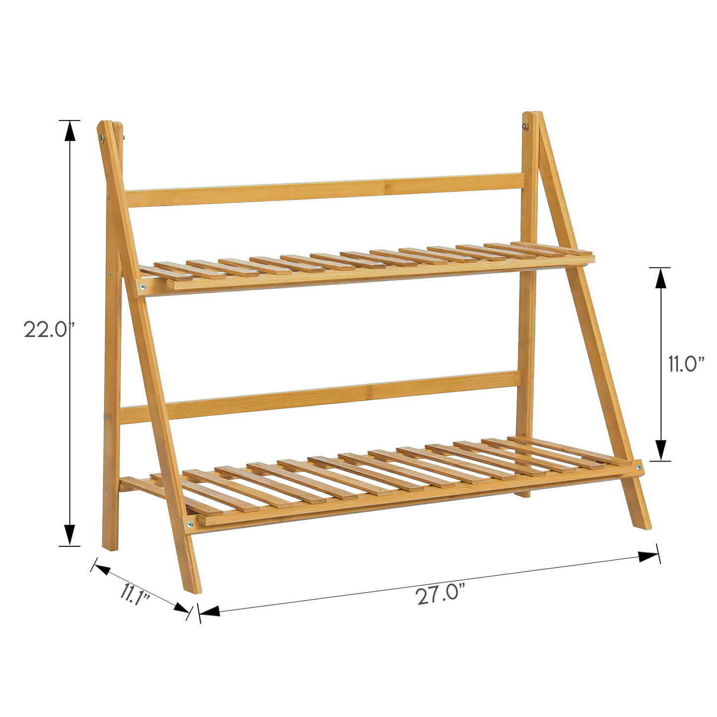 Foldable Flower Plant Rack - A Frame Stand Shelf - 2 Tier - Natural