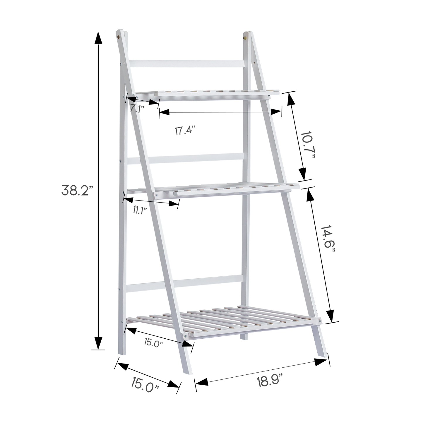 Foldable Flower Plant Rack - A Frame Stand Shelf - 3 Tier - White