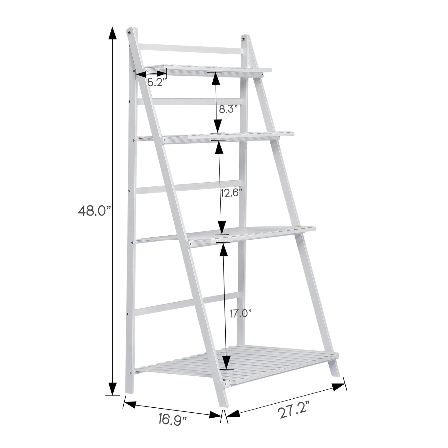 Foldable Flower Plant Rack - A Frame Stand Shelf - 4 Tier - White