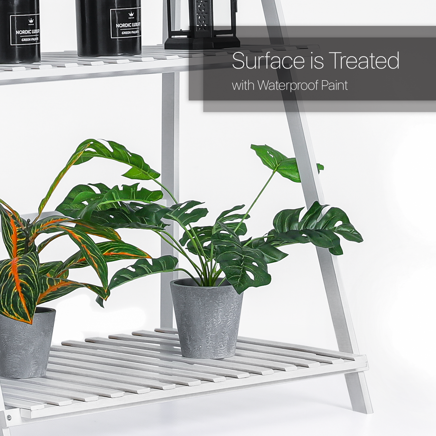 Foldable Flower Plant Rack - A Frame Stand Shelf - 4 Tier - White