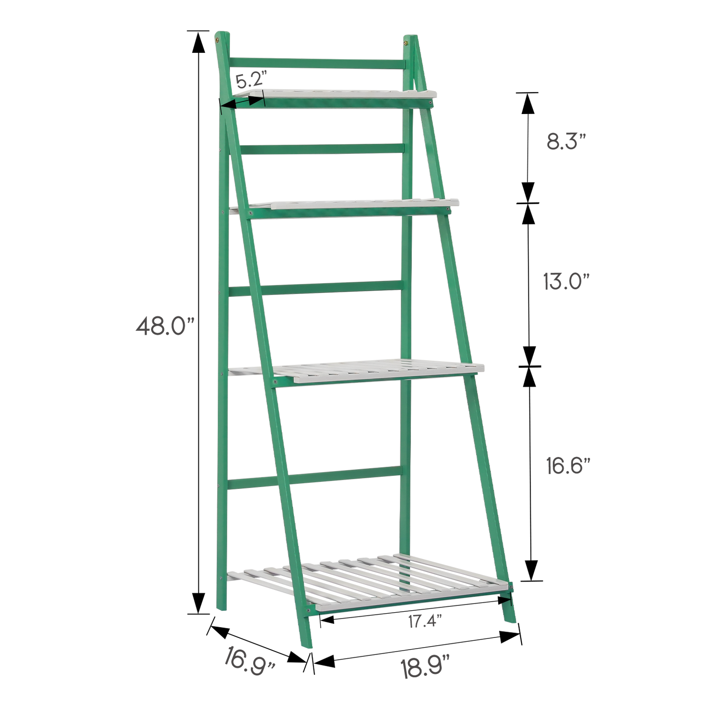 Foldable Flower Plant Rack - A Frame Stand Shelf - 4 Tier - Green/White