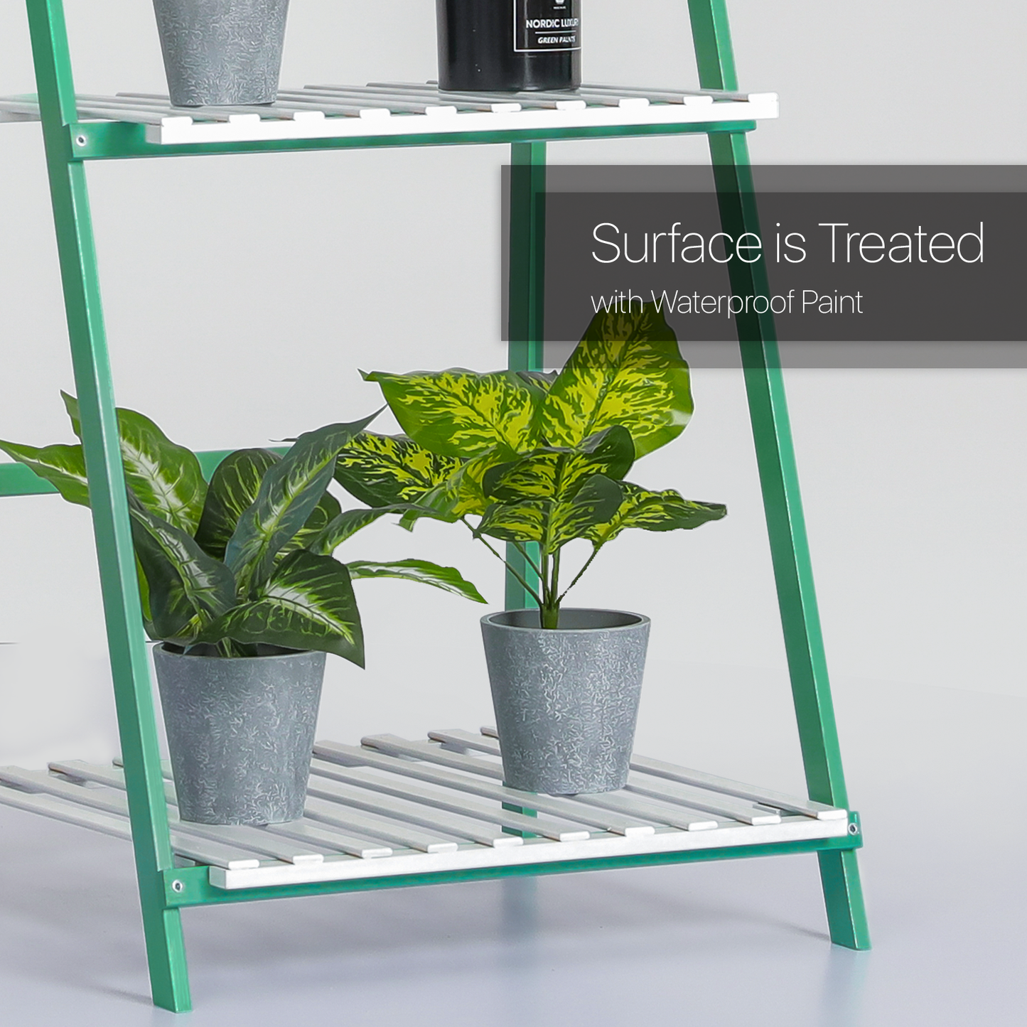 Foldable Flower Plant Rack - A Frame Stand Shelf - 4 Tier - Green/White
