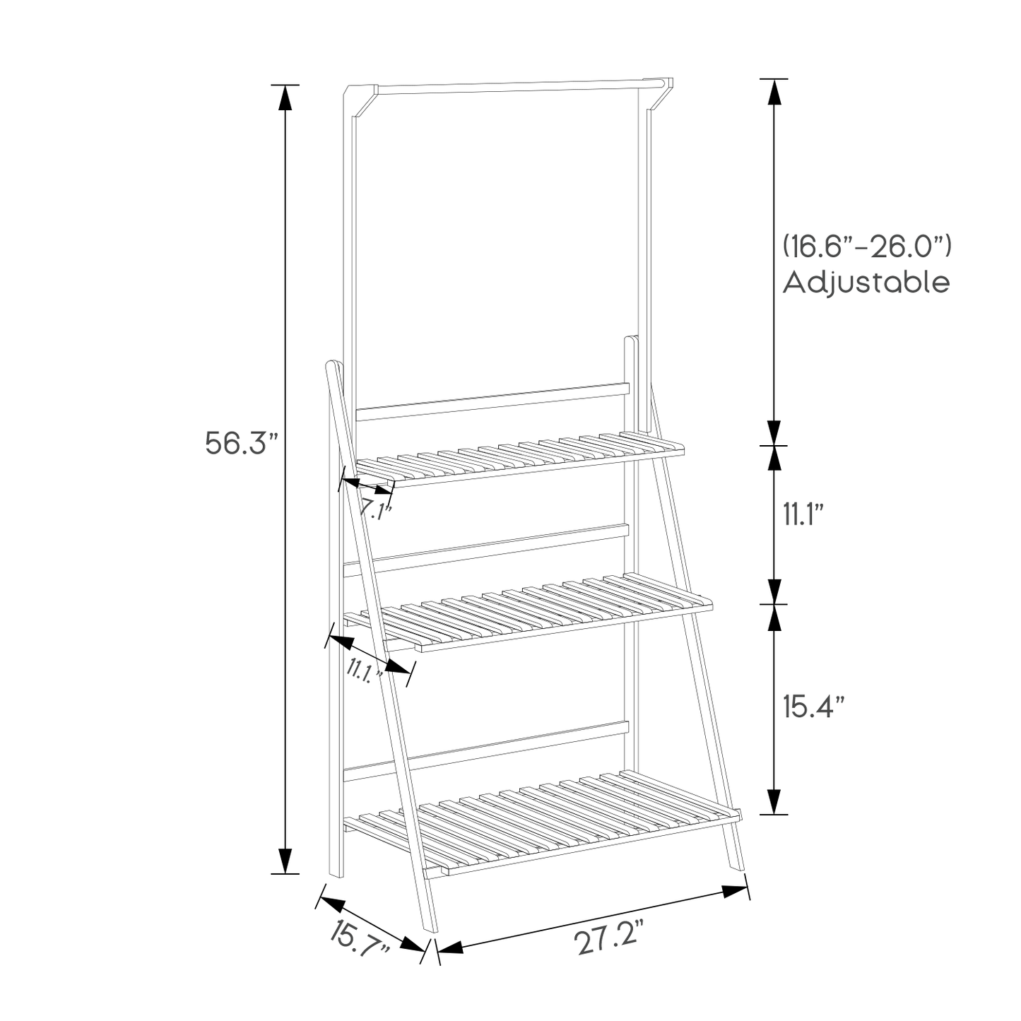 Foldable Flower Plant Rack - A Frame Stand Shelf - with Top Hanging Rod - 3 Tier - Green/White