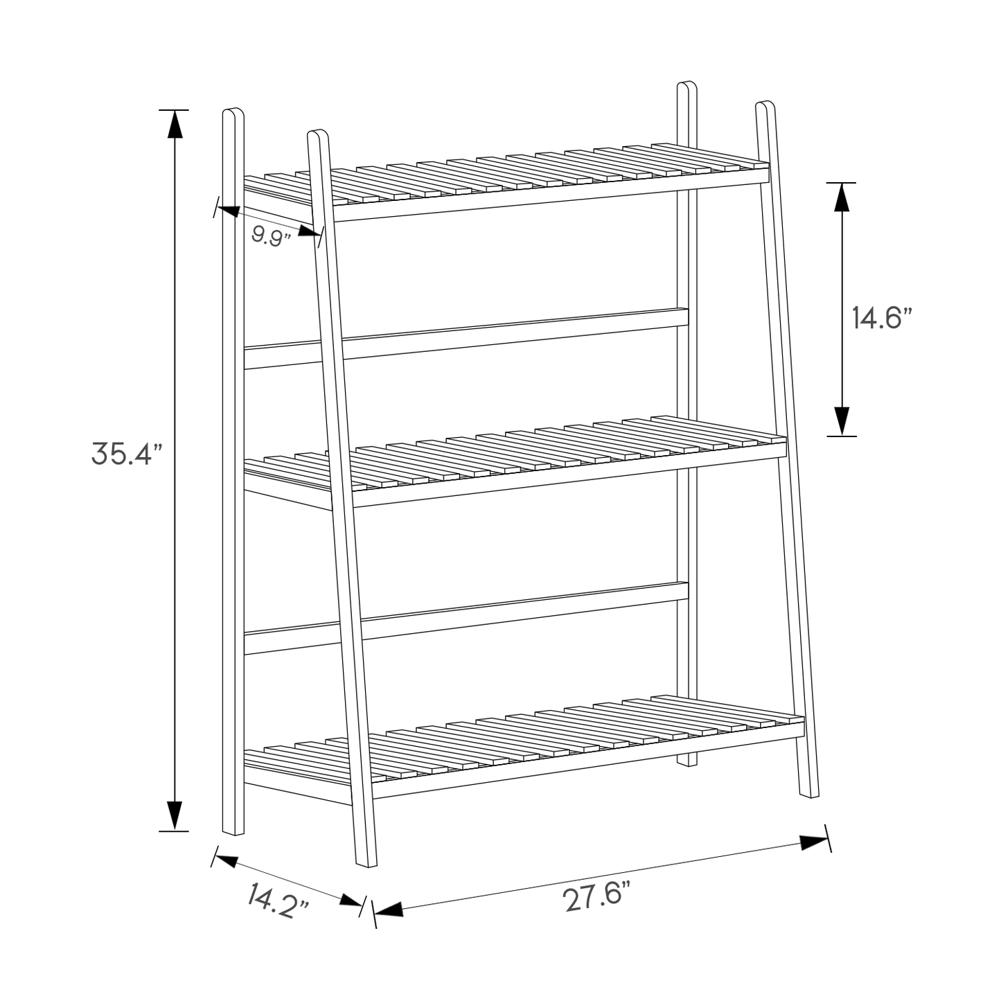 Trapezoid Flower Plant Rack - 3 Tier - Natural