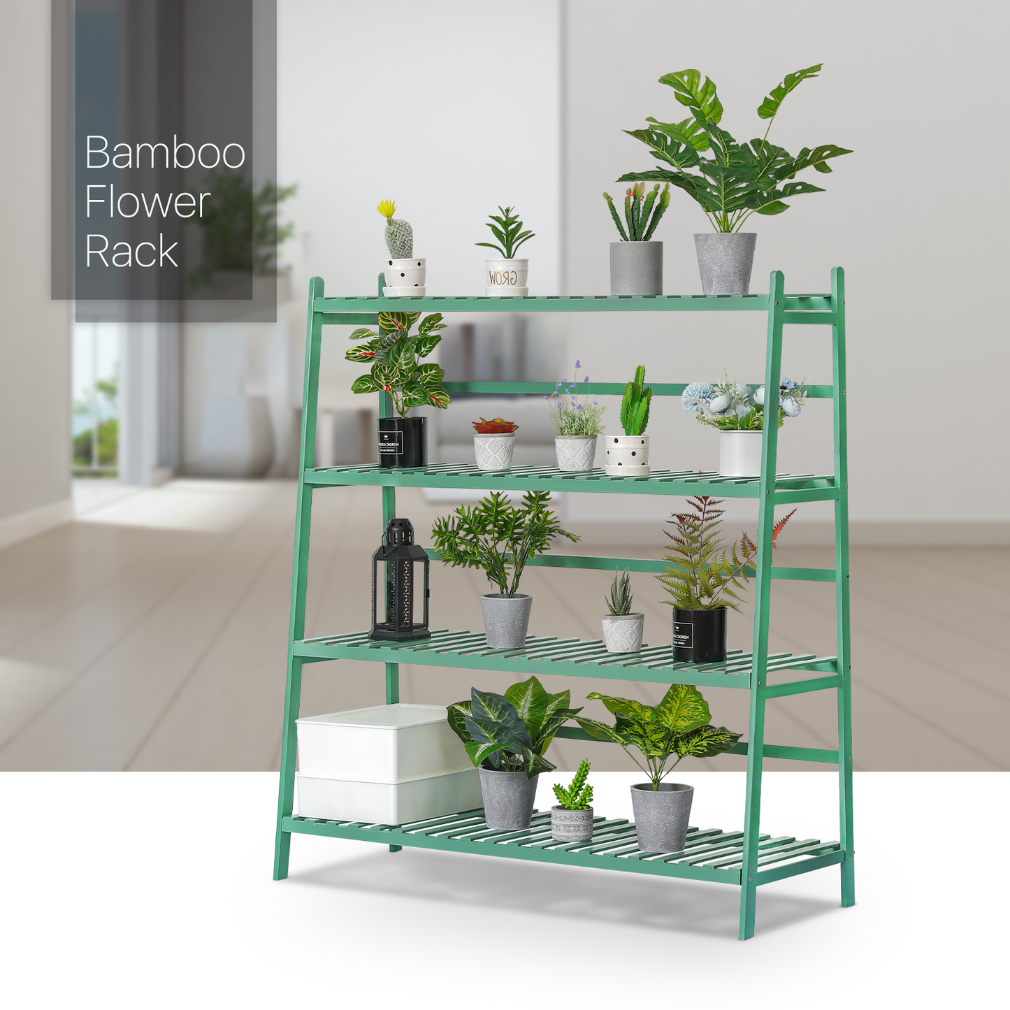 Trapezoid Flower Plant Rack - 3 Tier - Green