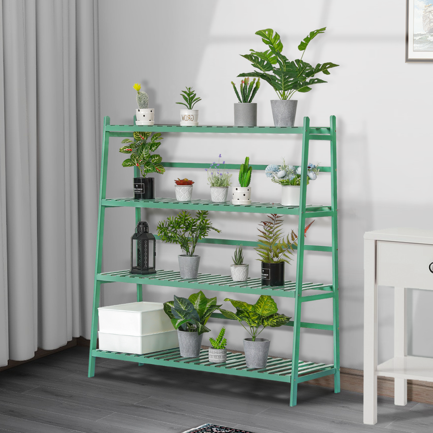 Trapezoid Flower Plant Rack - 3 Tier - Green