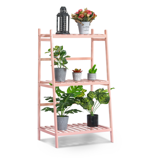 Trapezoid Flower Plant Rack - 3 Tier - Pink