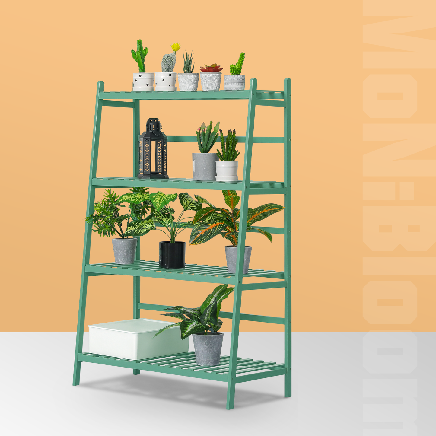 Trapezoid Flower Plant Rack - 4 Tier - Green
