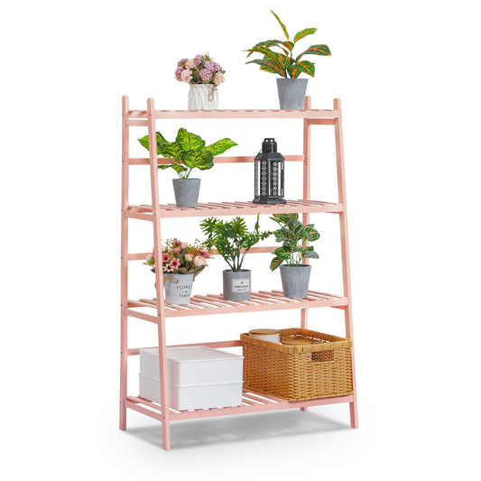 Trapezoid Flower Plant Rack - 4 Tier - Pink