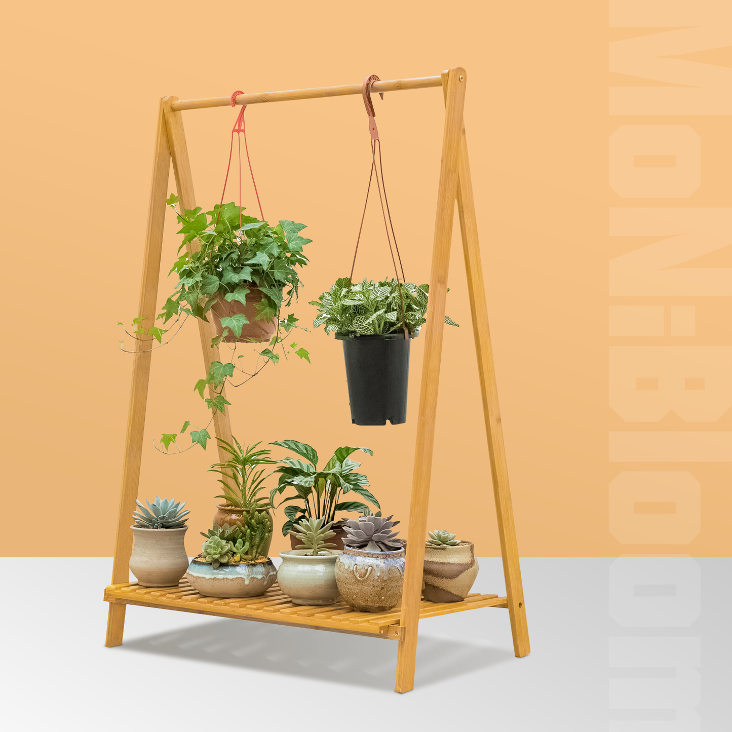 Portable Flower Plant Rack - A Frame Stand Shelf - 27" - Natural