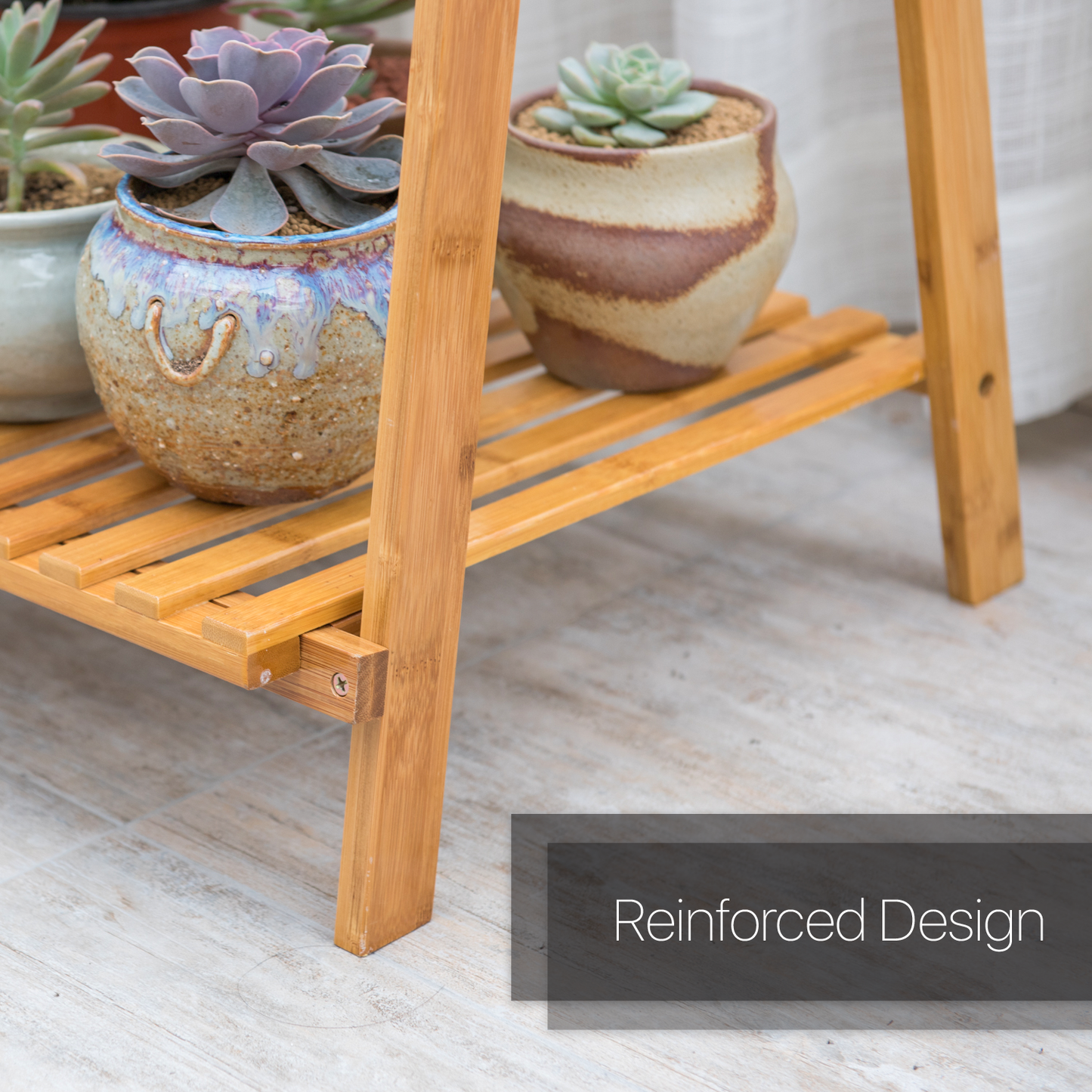 Portable Flower Plant Rack - A Frame Stand Shelf - 27" - Natural