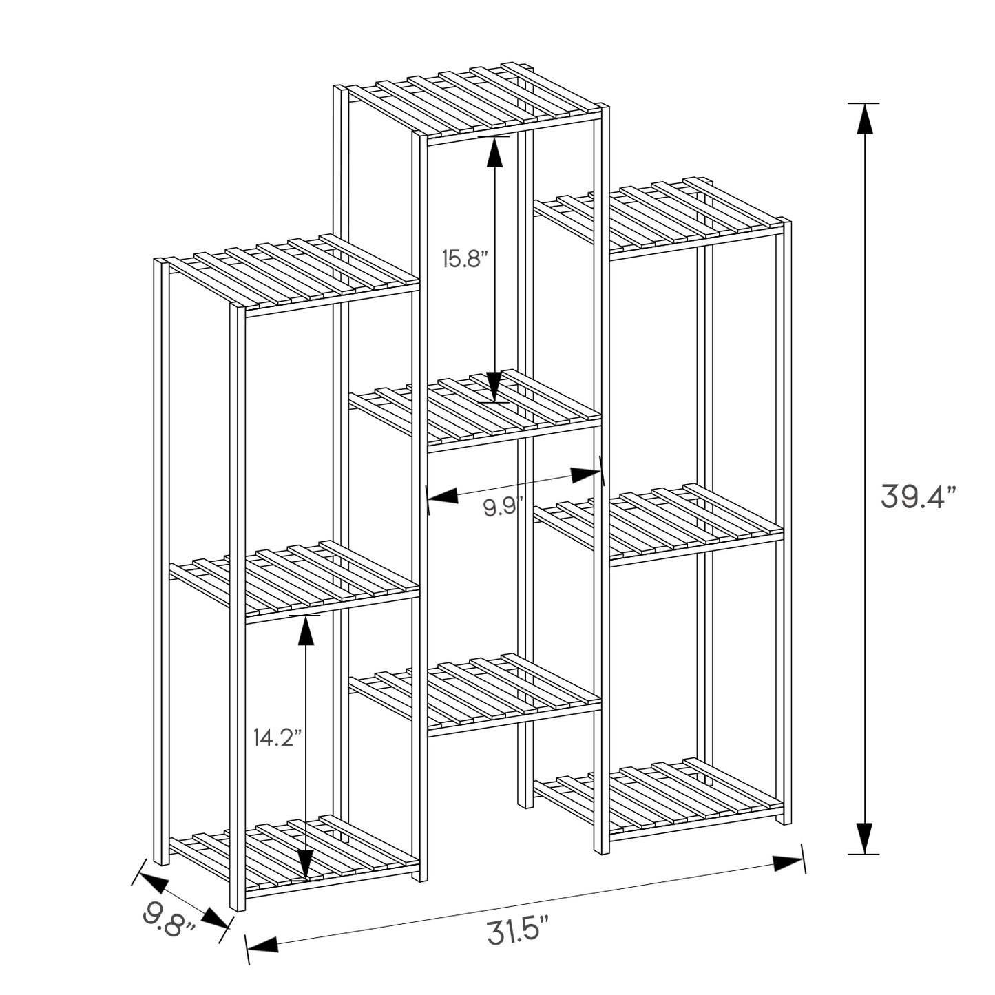 Flower Plant Stand Display Shelf - 9 Potted Plant Holder - Natural