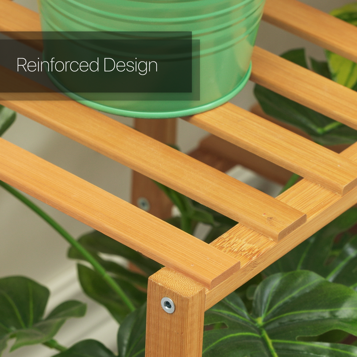 Flower Plant Stand Display Shelf - 9 Potted Plant Holder - Natural