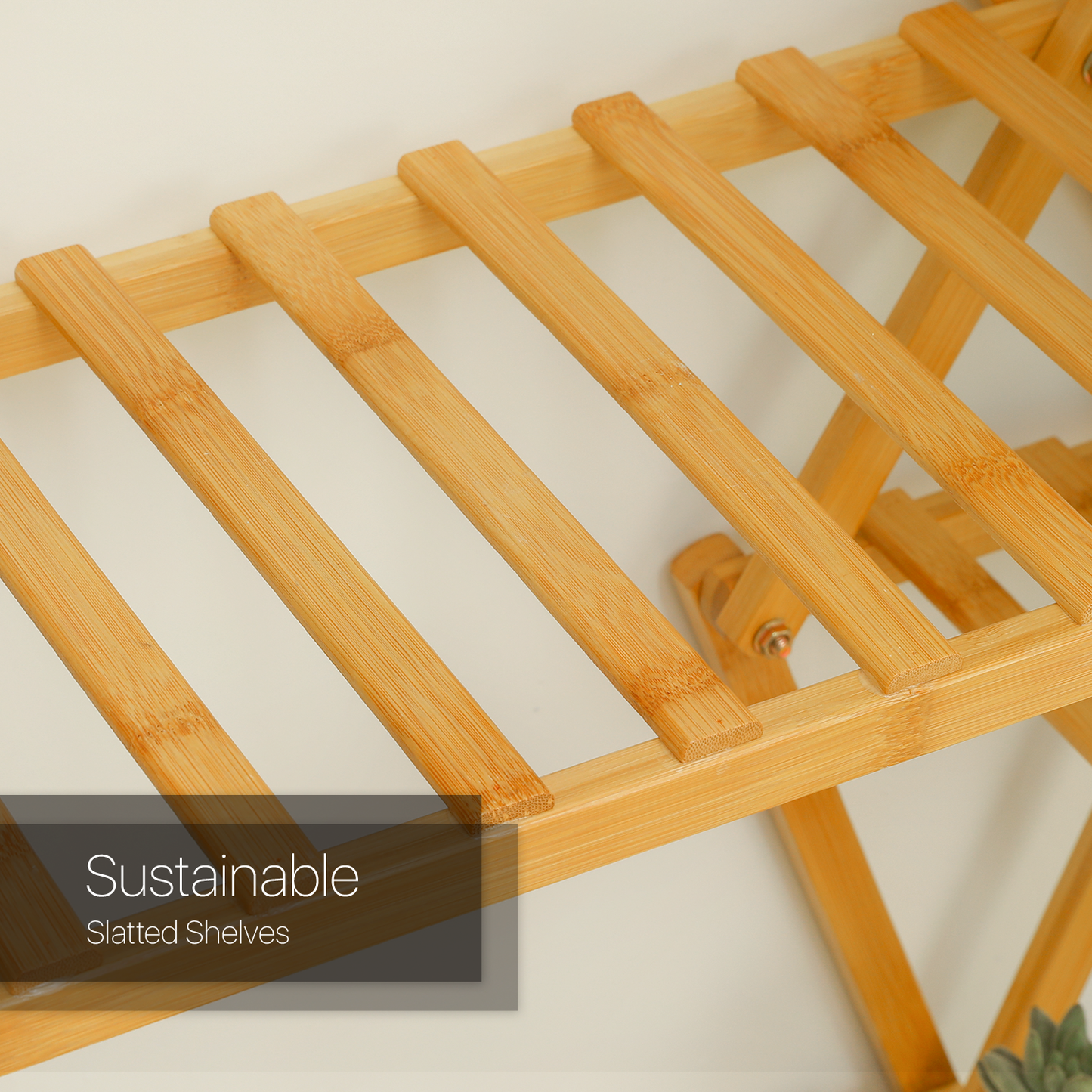 Flower Plant Stand Display Shelf - Zip-Zag Layer - 13 Potted Plant Holder - Natural