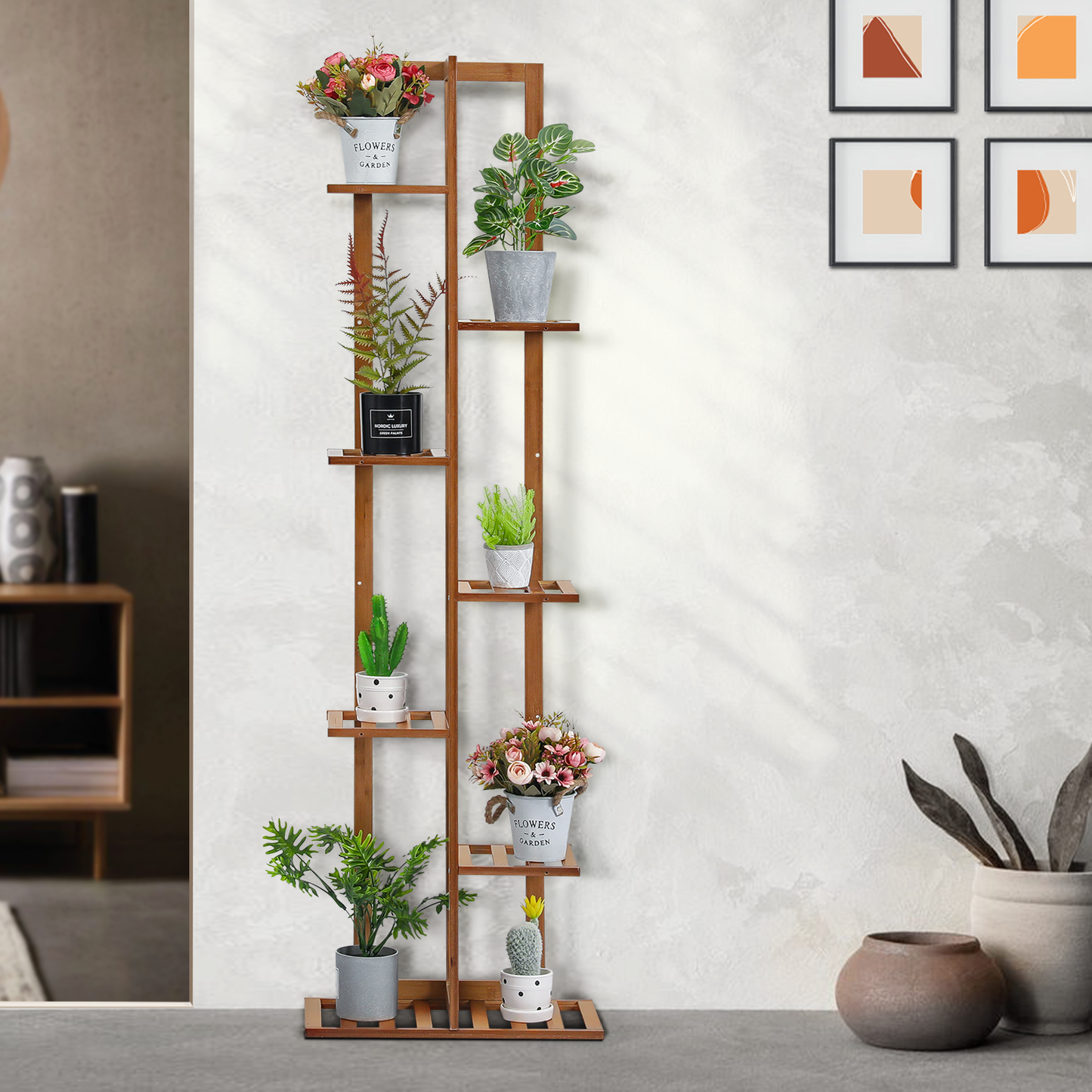 Freestanding Flower Display Rack - 18" - Brown