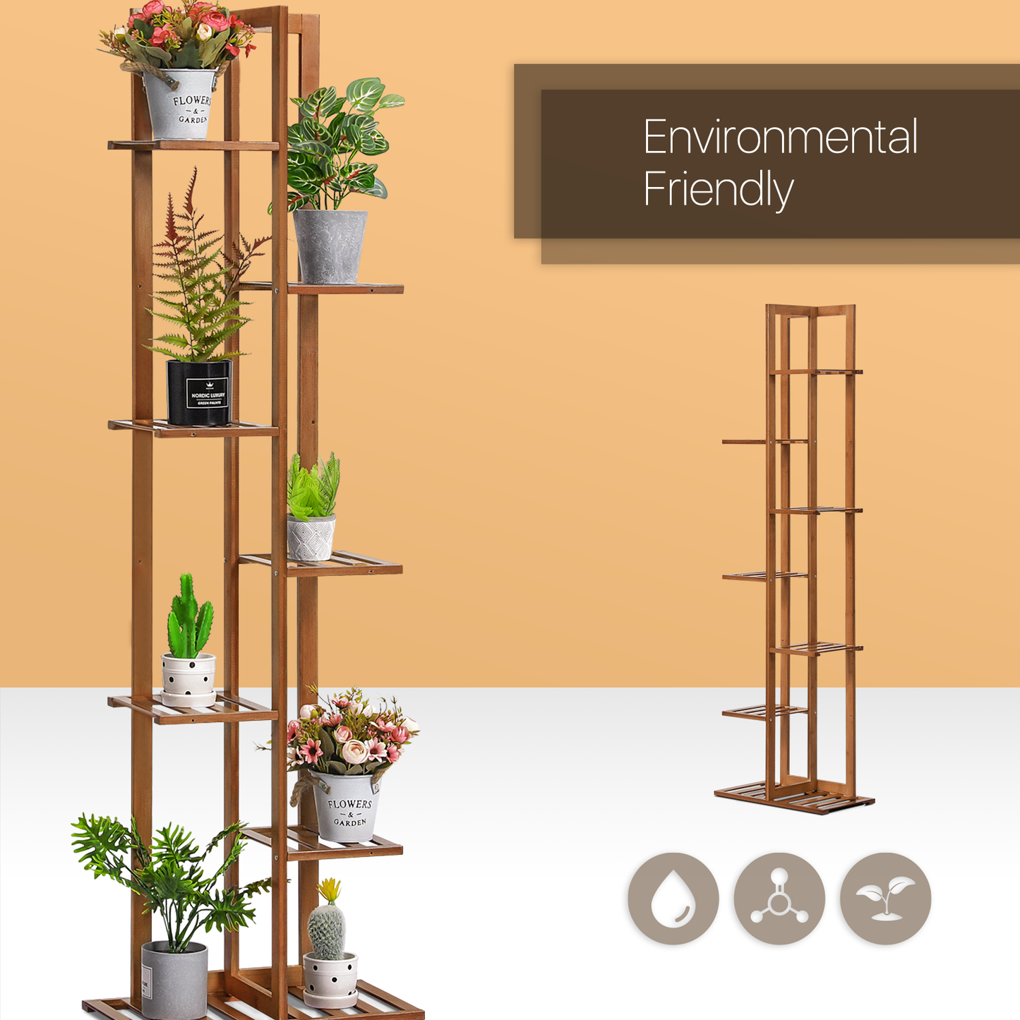 Freestanding Flower Display Rack - 18" - Brown
