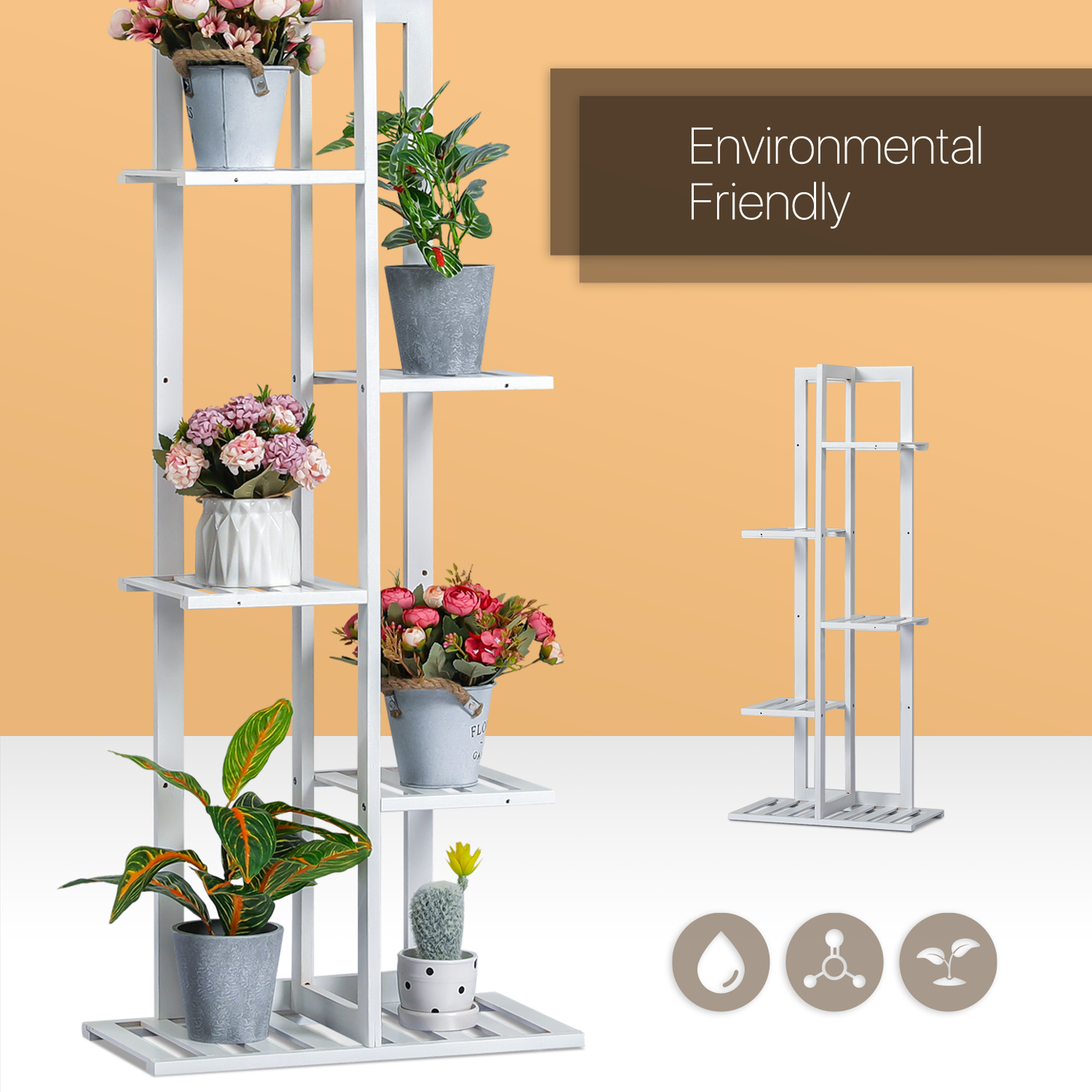 Freestanding Flower Display Rack - 18" - White