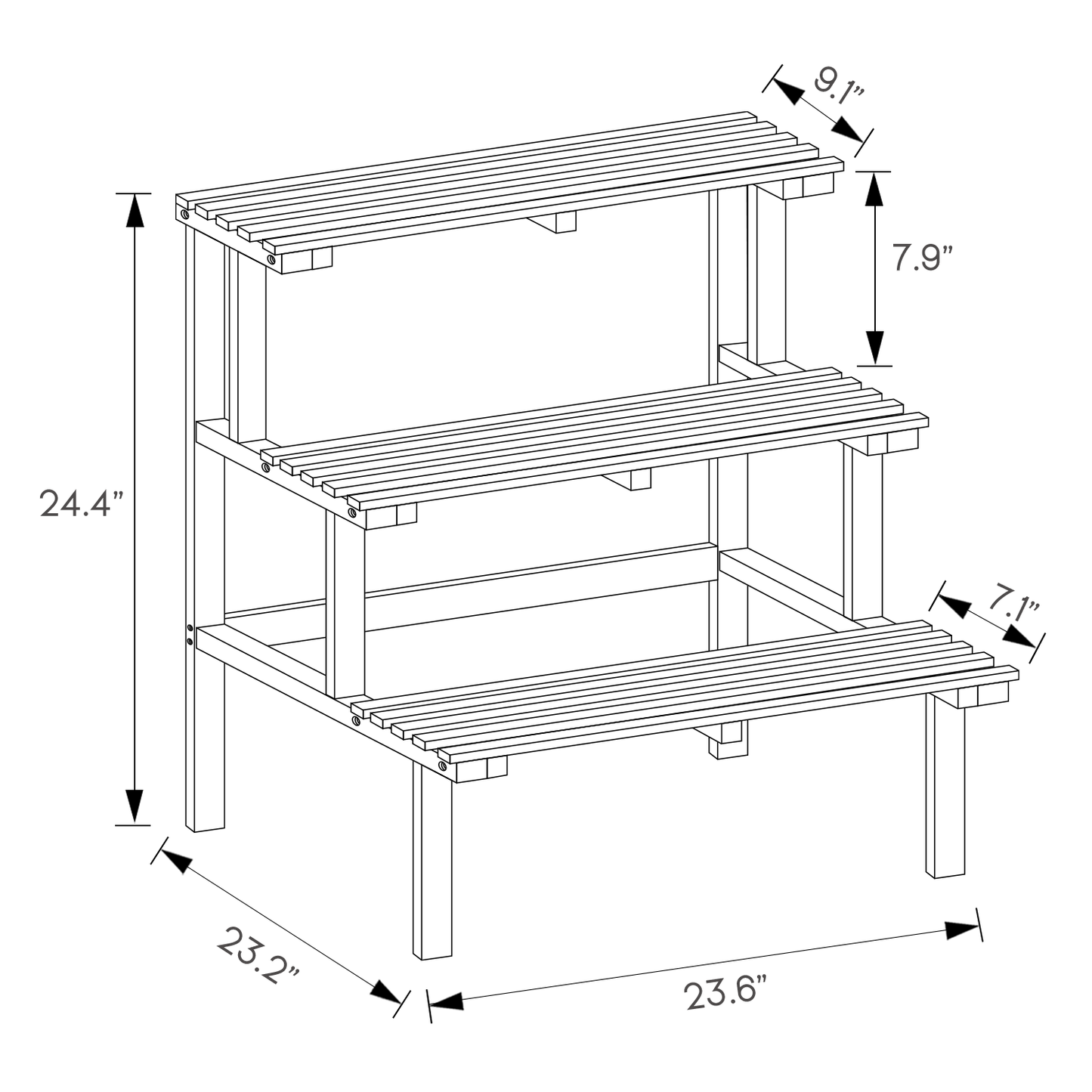 Garden Flower Plant Display Shelf - Stair Style - White
