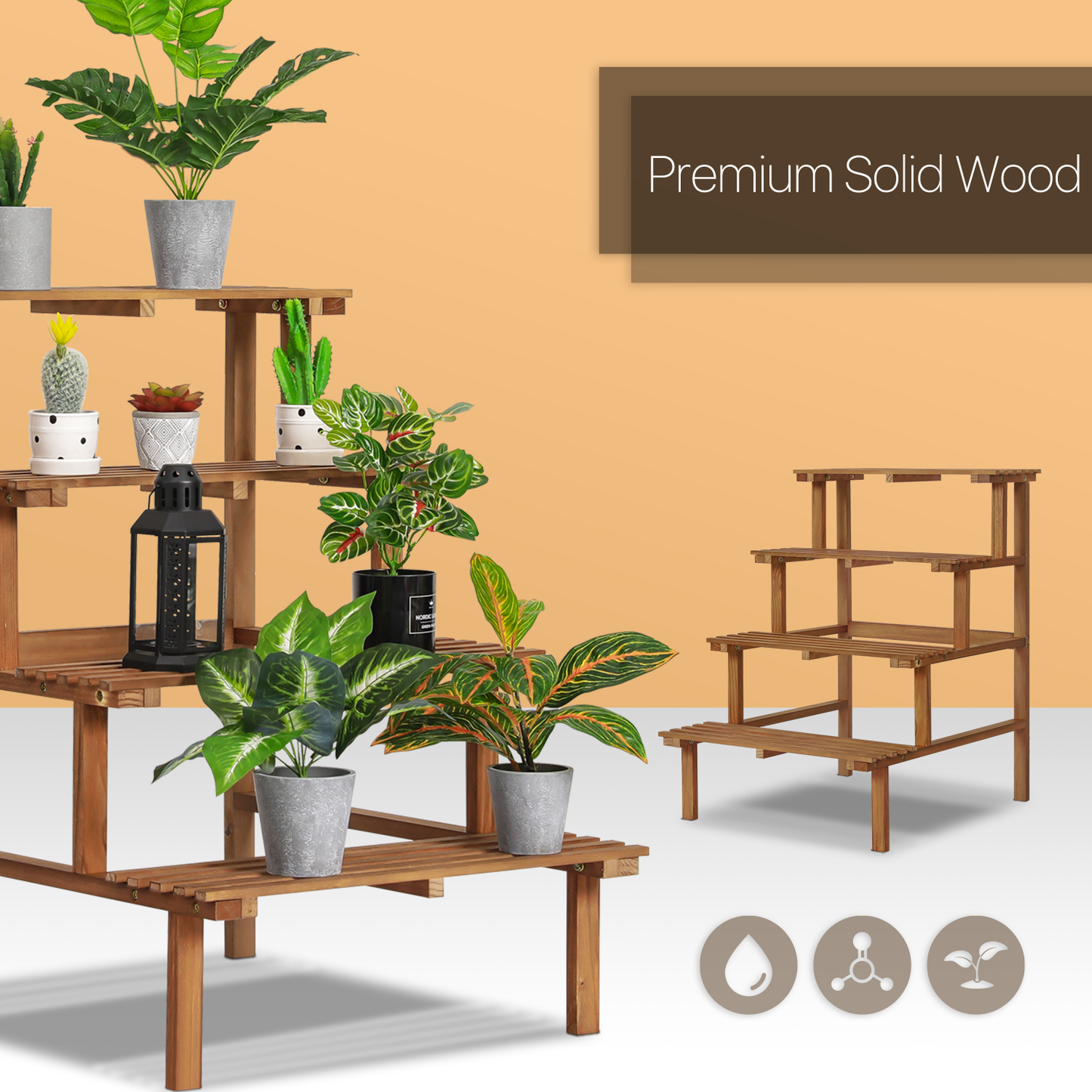 Garden Flower Plant Display Shelf - Stair Style - Carbonized
