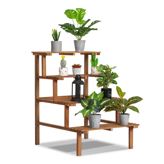 Garden Flower Plant Display Shelf - Stair Style - Carbonized