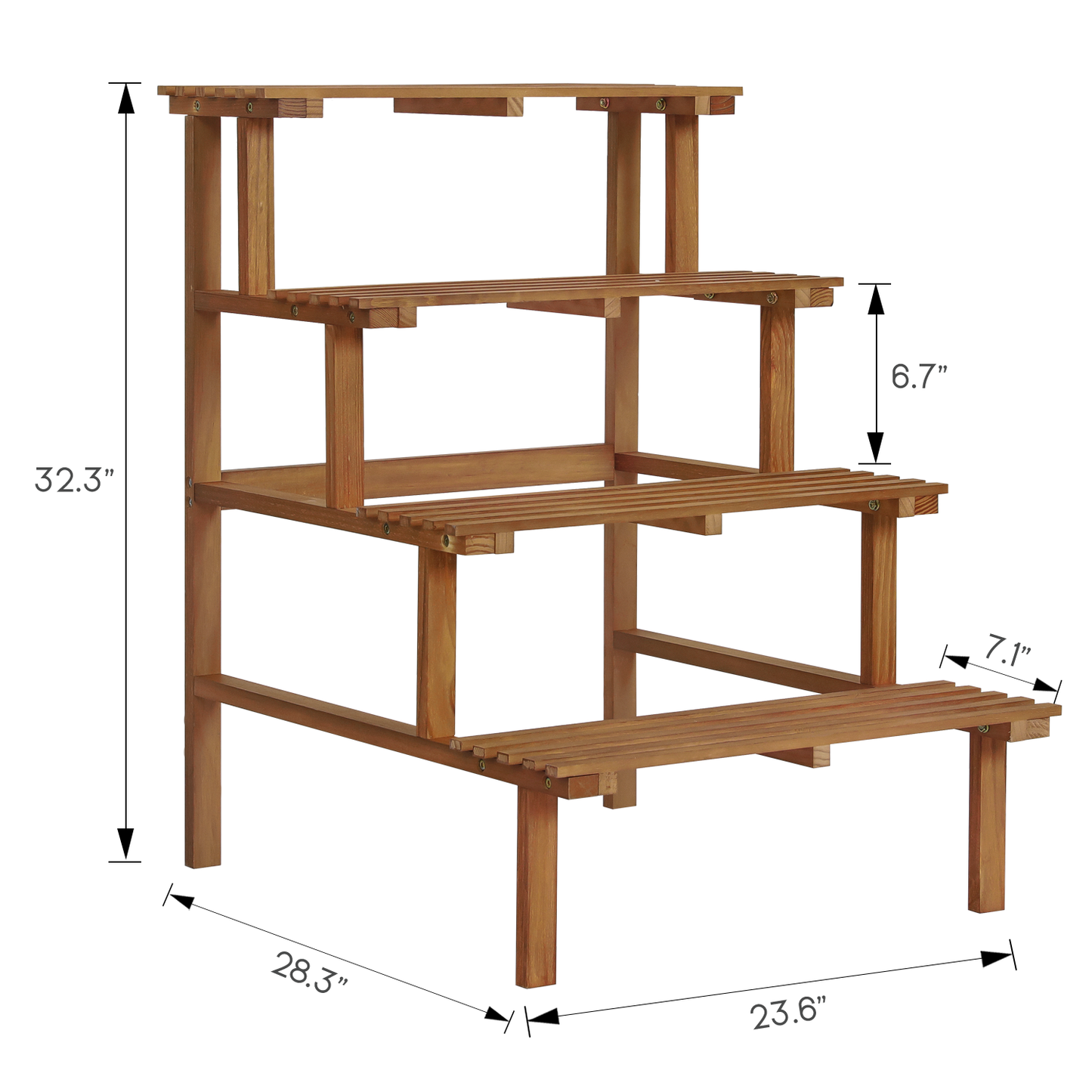 Garden Flower Plant Display Shelf - Stair Style - Carbonized