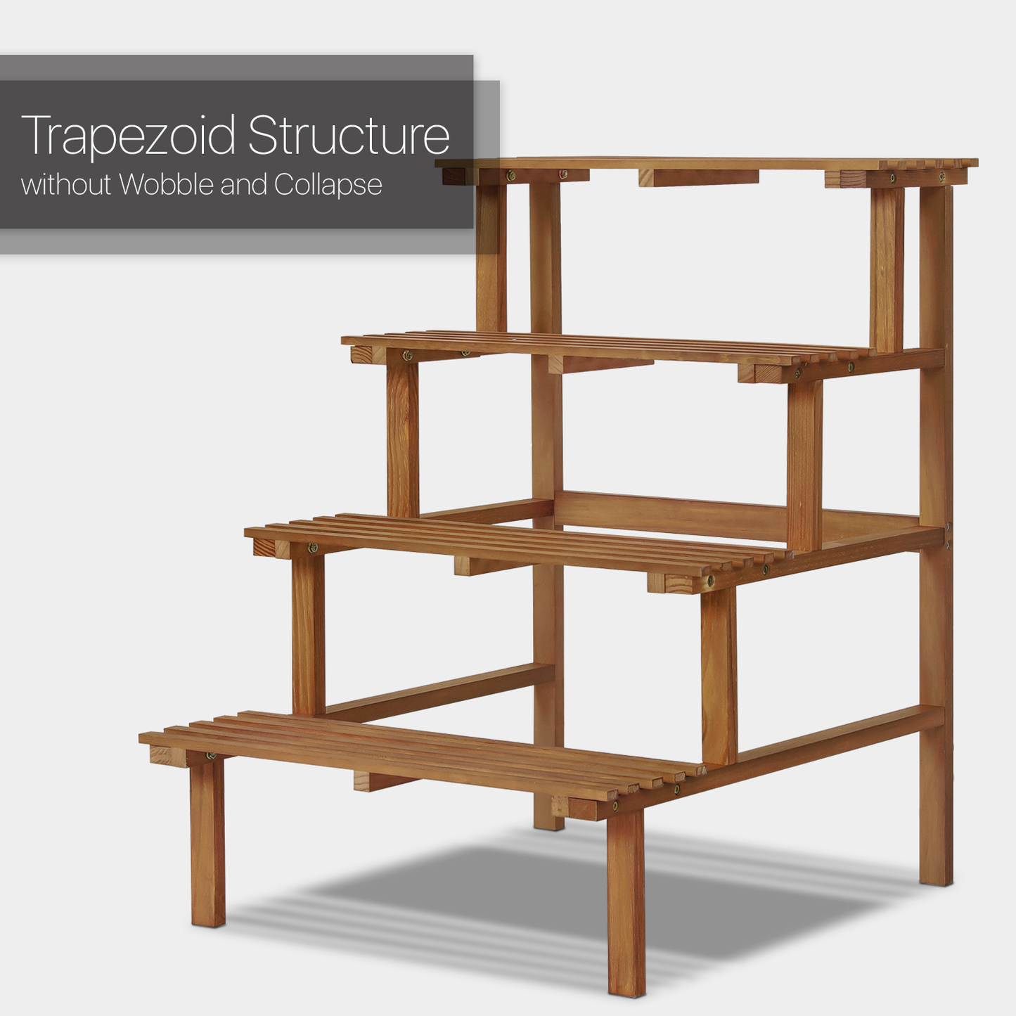 Garden Flower Plant Display Shelf - Stair Style - Carbonized