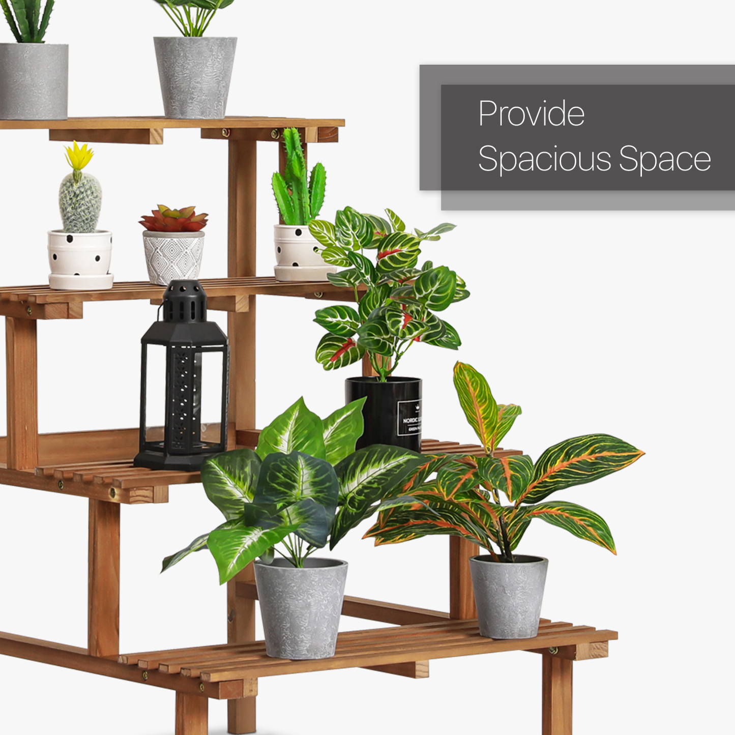 Garden Flower Plant Display Shelf - Stair Style - Carbonized