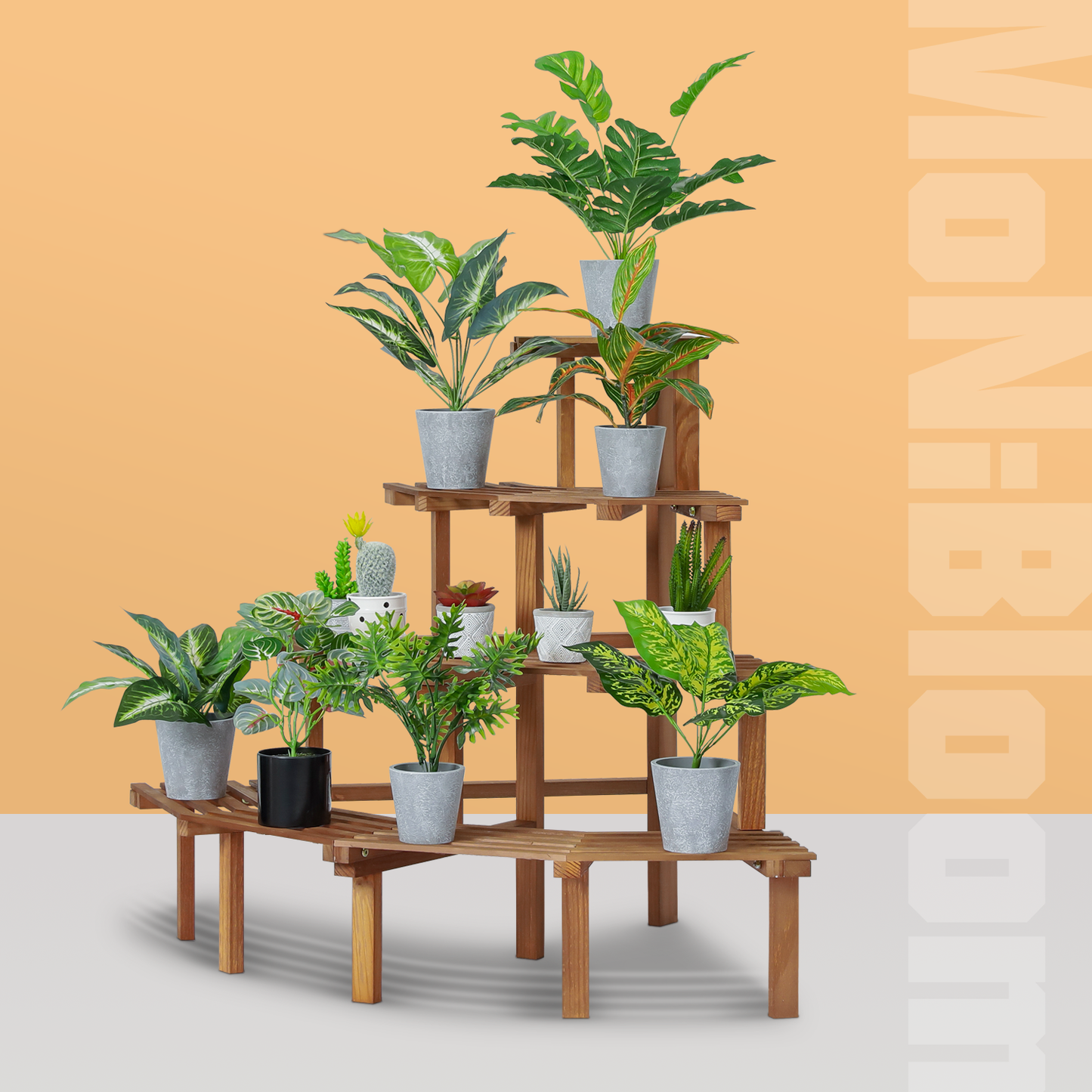 Garden Flower Plant Coner Display Shelf - Stair Style - Carbonized