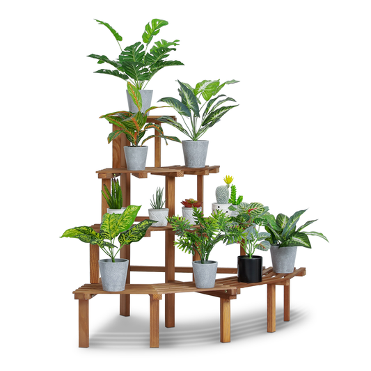 Garden Flower Plant Coner Display Shelf - Stair Style - Carbonized
