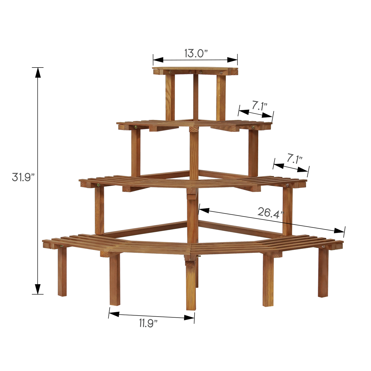 Garden Flower Plant Coner Display Shelf - Stair Style - Carbonized