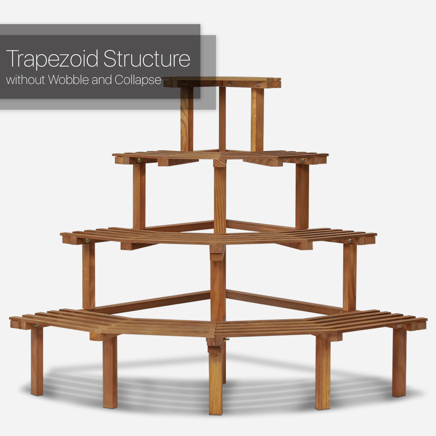 Garden Flower Plant Coner Display Shelf - Stair Style - Carbonized