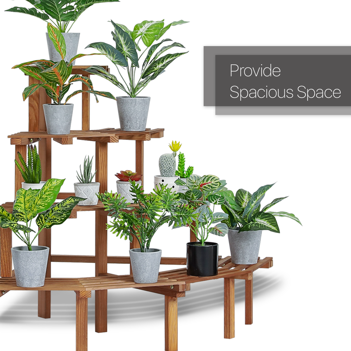 Garden Flower Plant Coner Display Shelf - Stair Style - Carbonized