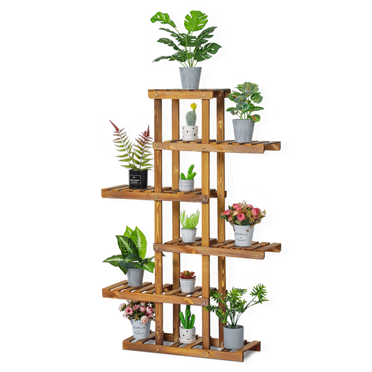 Flower Plant Stand Display Shelf - Zip-Zag Layer - 6 Tier - Carbonized
