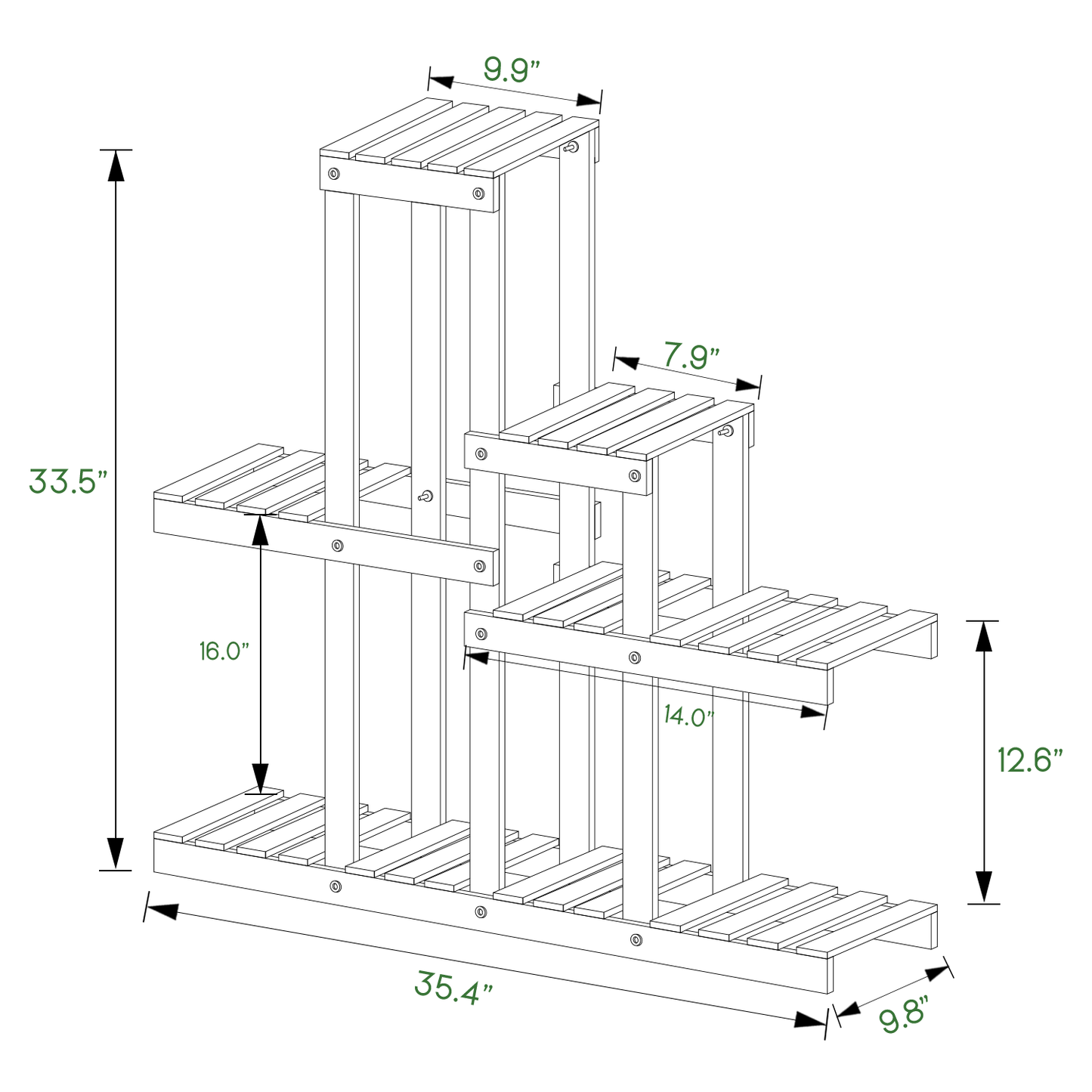 Flower Plant Stand Display Shelf - 9 Potted Plant Holder - Carbonized