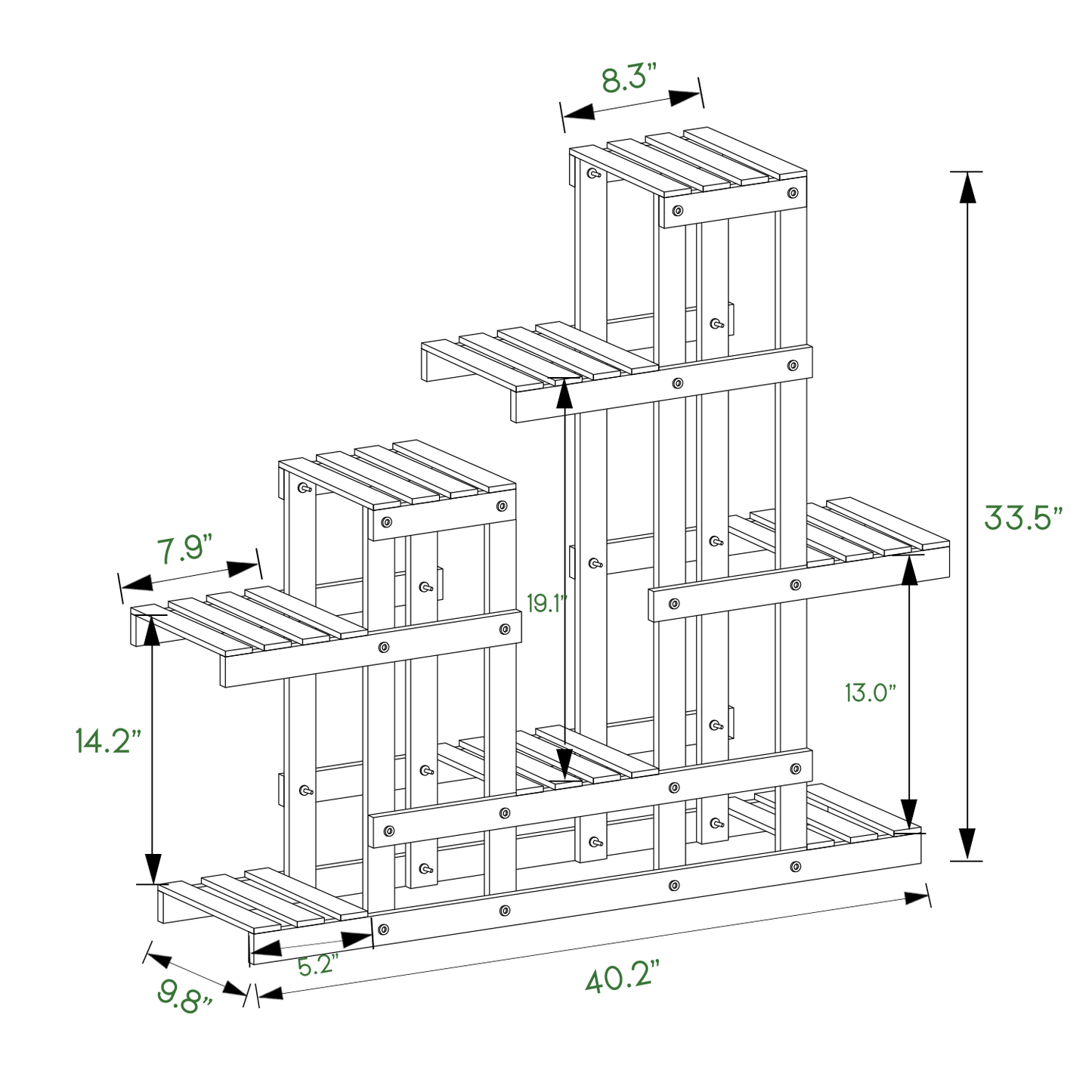 Flower Plant Stand Display Shelf - 8 Potted Plant Holder - Carbonized