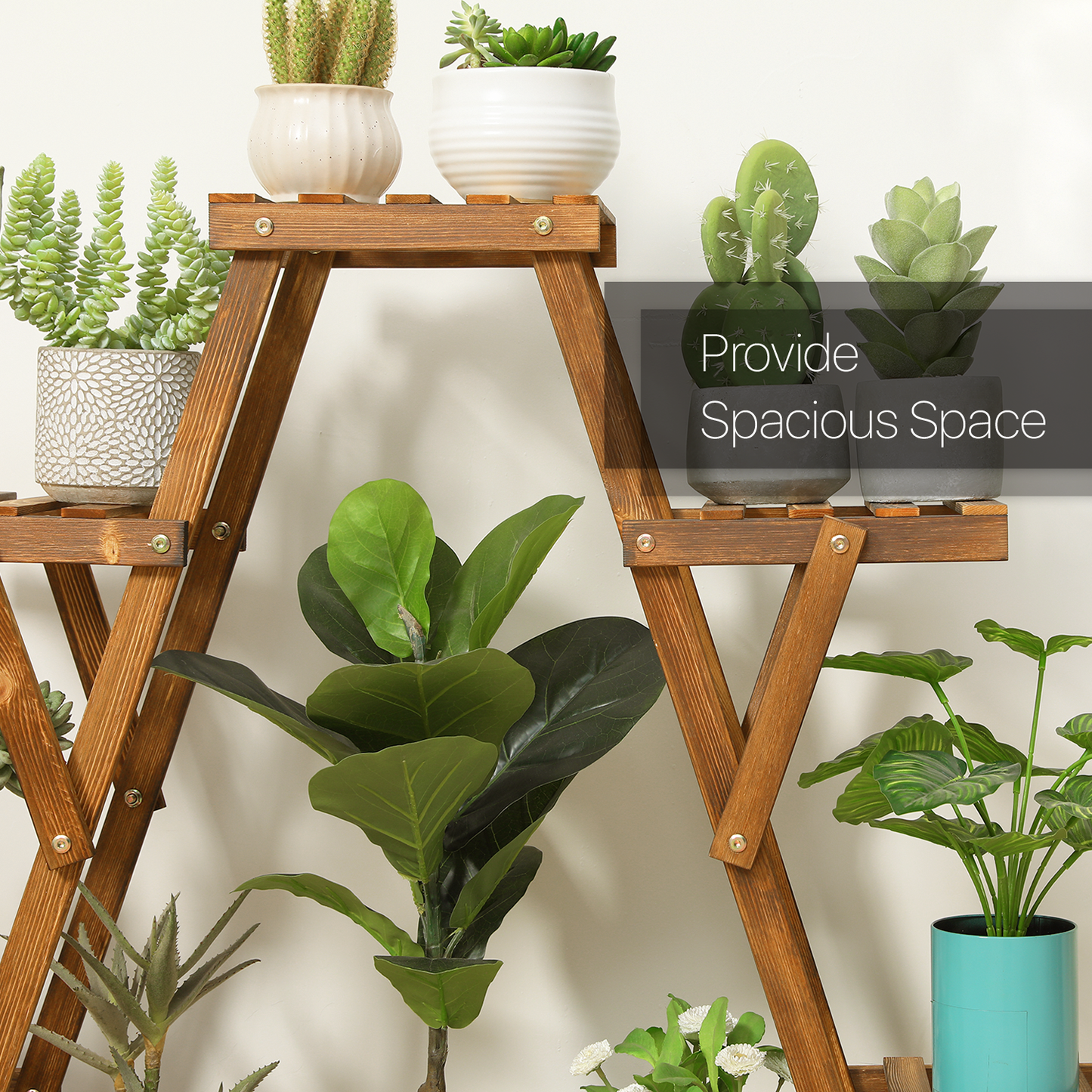 Flower Plant Stand Display Shelf - Zip-Zag Layer - 13 Potted Plant Holder - Carbonized
